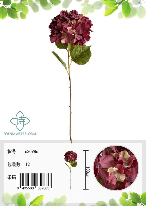 Ramo de flores artificiales - Hortensia de nieve en 108 cm