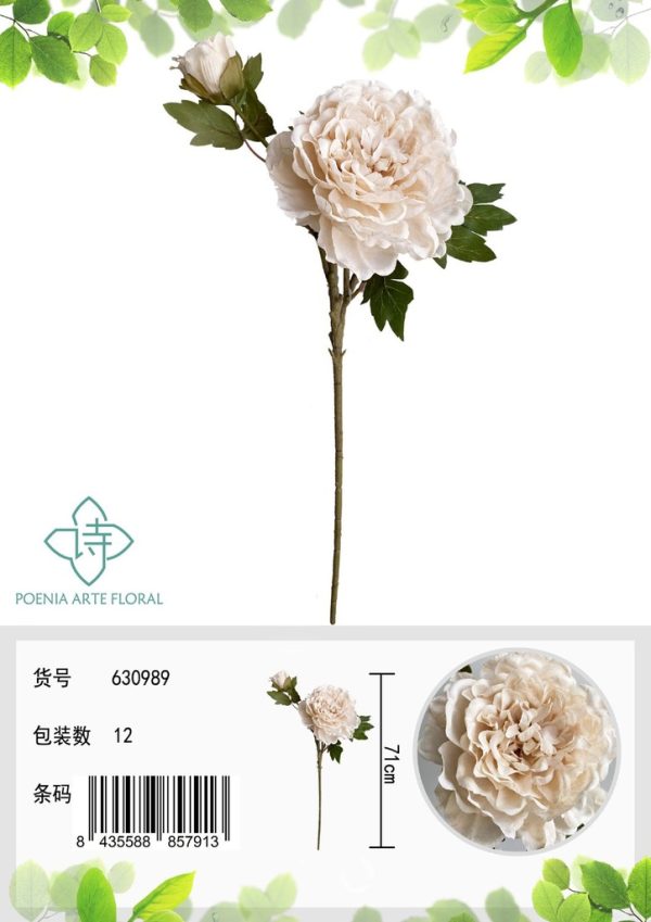 Ramo de flores artificiales - Peonía retro de 2 cabezas en 70 cm - Imagen 3