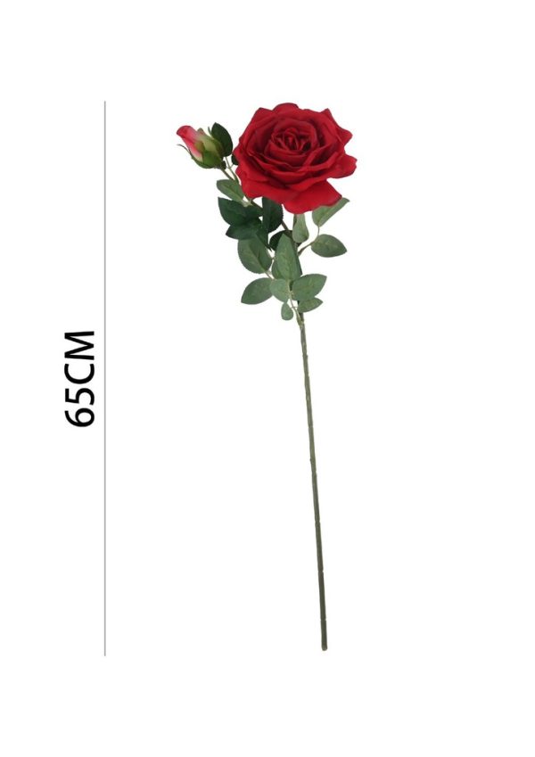 Ramo de flores artificiales - Rosa de borde grande en 65 cm - Imagen 2