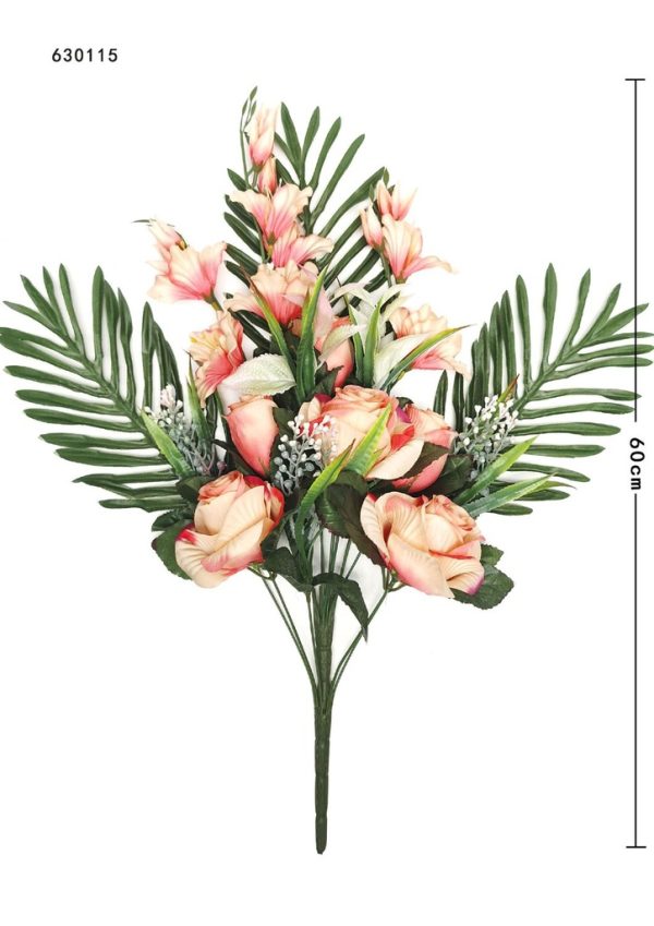 Ramo de flores artificiales 14 rosas y gladiolos para decoración y tumbas