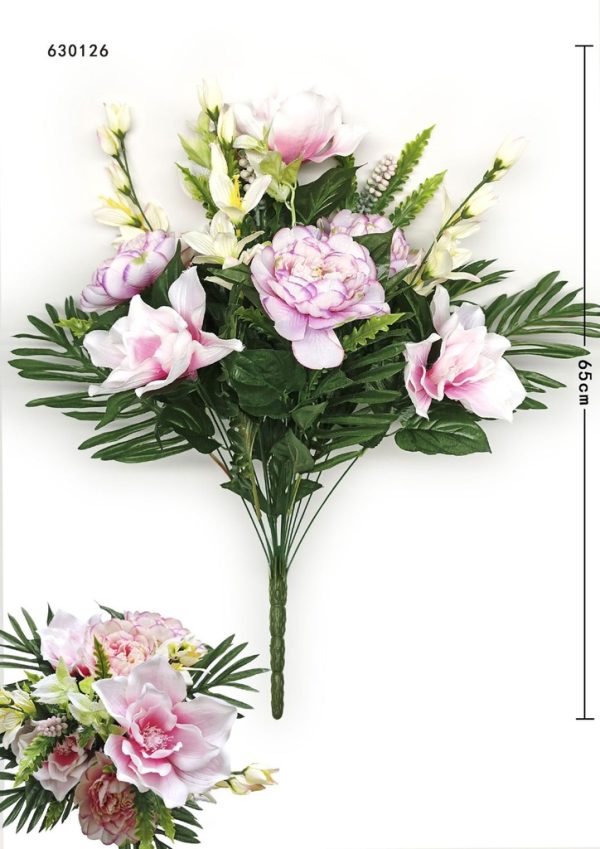 Ramo de flores artificiales 18 cabezas de peonías y magnolias