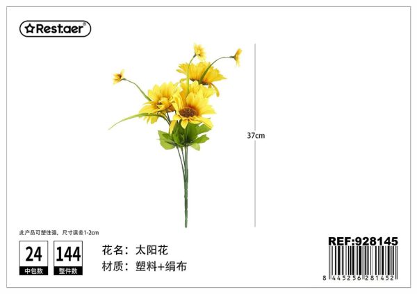 Ramo de flores artificiales 5 ramas girasol 37 cm - Decoraciones florales sintéticas