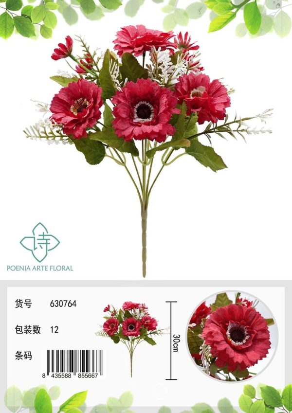 Ramo de flores artificiales 6 cabezas de crisantemo para decoración