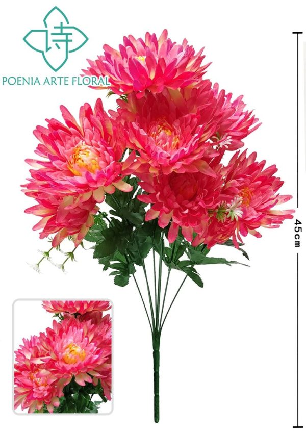Ramo de flores artificiales 8 cabezas (blanco) - Decoración funeraria