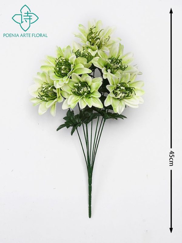 Ramo de flores artificiales 8 cabezas (blanco) - Decoración funeraria - Imagen 2
