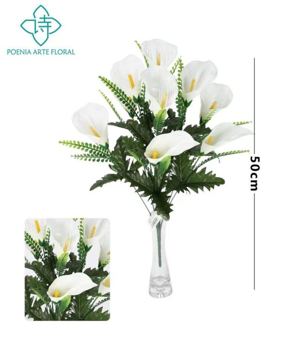 Ramo de flores artificiales blancas 45cm para decoración