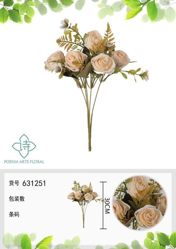 Ramo de flores artificiales con bordes quemados de primavera de 30 cm - Decoración floral