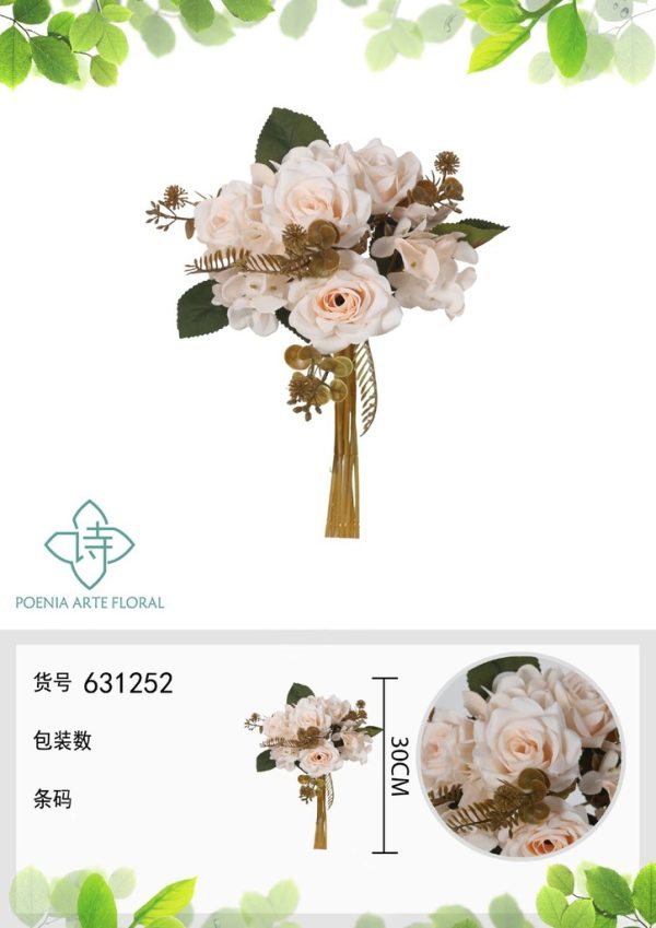 Ramo de flores artificiales con rosas de 30 cm - Decoración floral