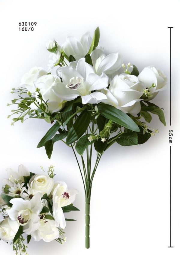 Ramo de flores artificiales de 12 cabezas de orquídeas - Decoración