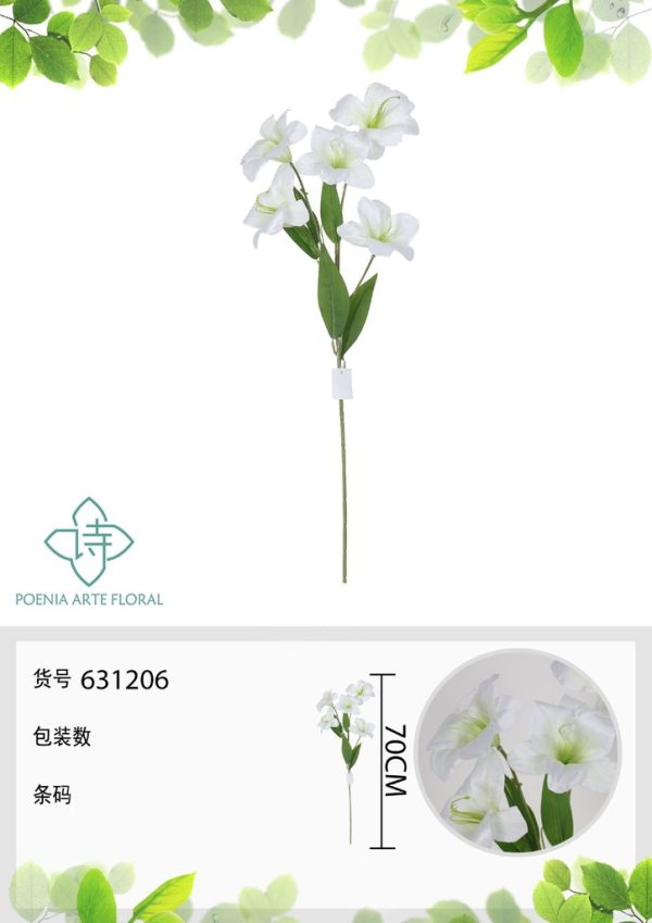 Ramo de flores artificiales de amaryllis solitario de 70 cm - Decoración floral
