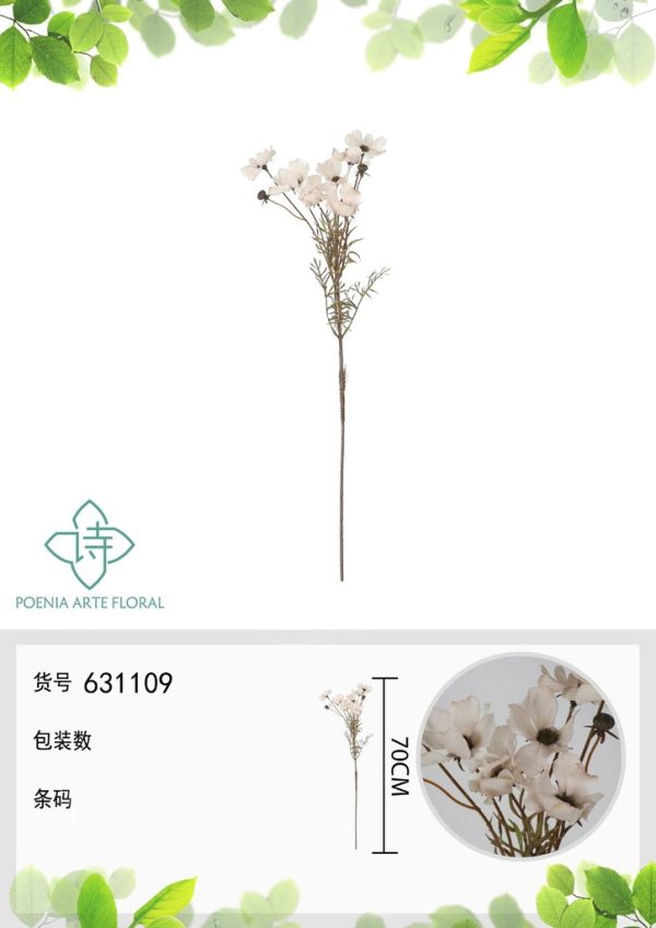 Ramo de flores artificiales de cosmos solitario de 70 cm - Decoración floral