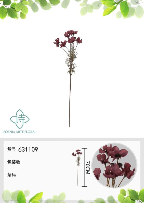 Ramo de flores artificiales de cosmos solitario de 70 cm - Decoración floral - Imagen 2