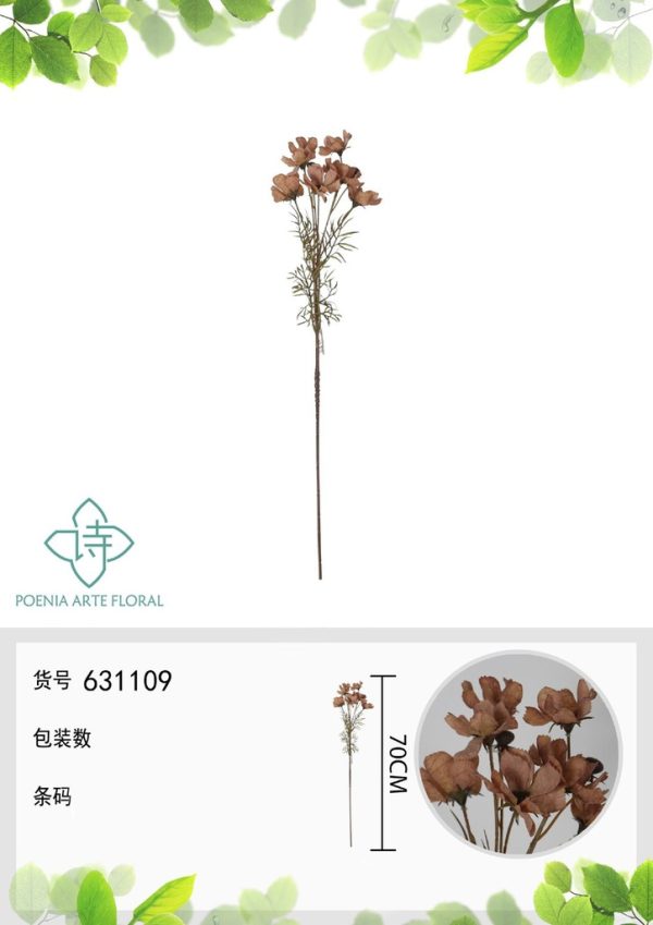 Ramo de flores artificiales de cosmos solitario de 70 cm - Decoración floral - Imagen 3