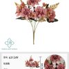 Ramo de flores artificiales de crisantemo con bordes quemados de 30 cm - Decoración floral - Imagen 3