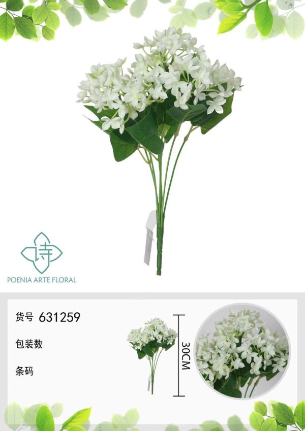 Ramo de flores artificiales de hortensia de goma blanda de 30 cm - Decoración floral