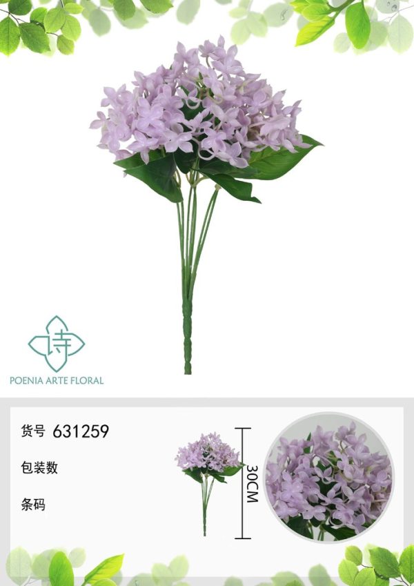 Ramo de flores artificiales de hortensia de goma blanda de 30 cm - Decoración floral - Imagen 2