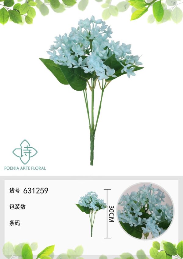 Ramo de flores artificiales de hortensia de goma blanda de 30 cm - Decoración floral - Imagen 4