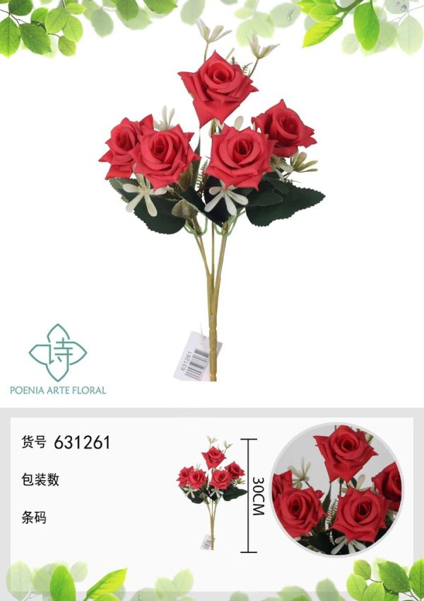 Ramo de flores artificiales de magnolia de belleza de 30 cm - Decoración floral - Imagen 2