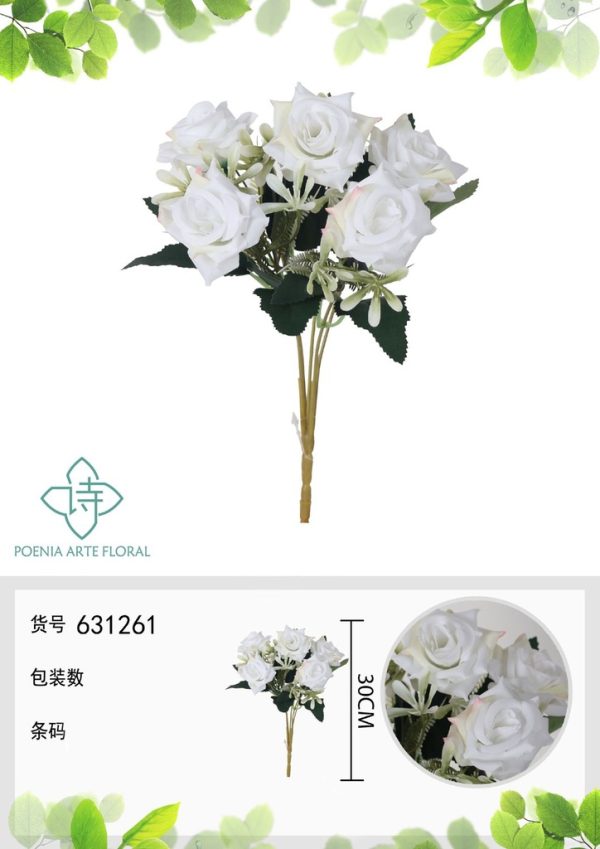 Ramo de flores artificiales de magnolia de belleza de 30 cm - Decoración floral - Imagen 3