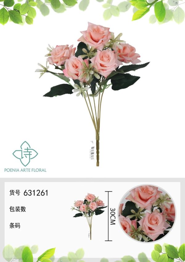 Ramo de flores artificiales de magnolia de belleza de 30 cm - Decoración floral - Imagen 4