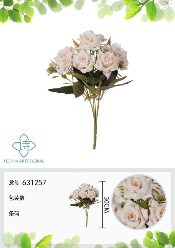 Ramo de flores artificiales de magnolia vieja de 30 cm - Decoración floral - Imagen 3