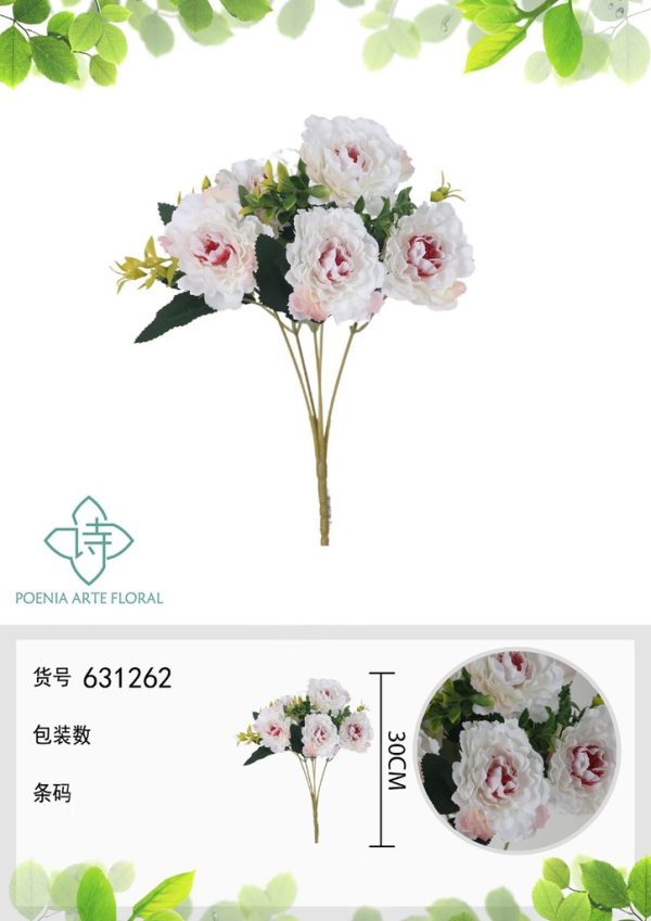 Ramo de flores artificiales de peonía DY de 30 cm - Decoración floral