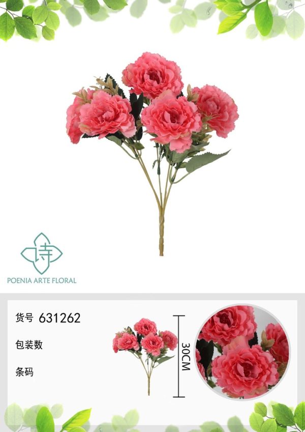 Ramo de flores artificiales de peonía DY de 30 cm - Decoración floral - Imagen 3