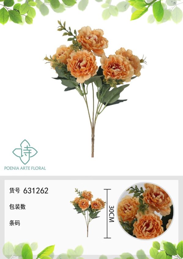 Ramo de flores artificiales de peonía DY de 30 cm - Decoración floral - Imagen 4
