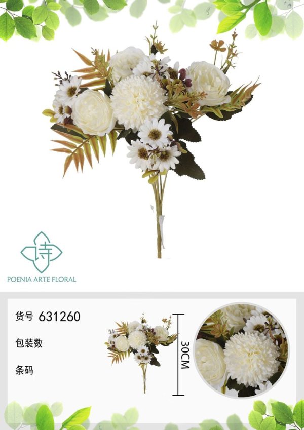 Ramo de flores artificiales de peonía YY de 30 cm - Decoración floral