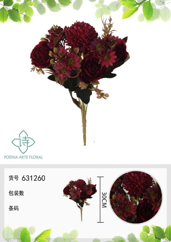 Ramo de flores artificiales de peonía YY de 30 cm - Decoración floral - Imagen 4