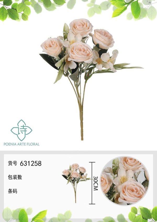 Ramo de flores artificiales de primavera de hojas de flor de 30 cm - Decoración floral - Imagen 2