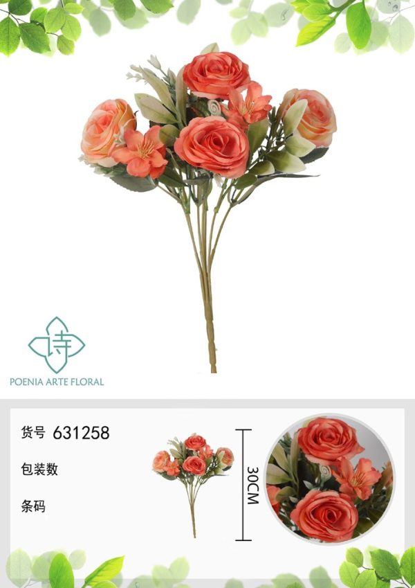 Ramo de flores artificiales de primavera de hojas de flor de 30 cm - Decoración floral - Imagen 3