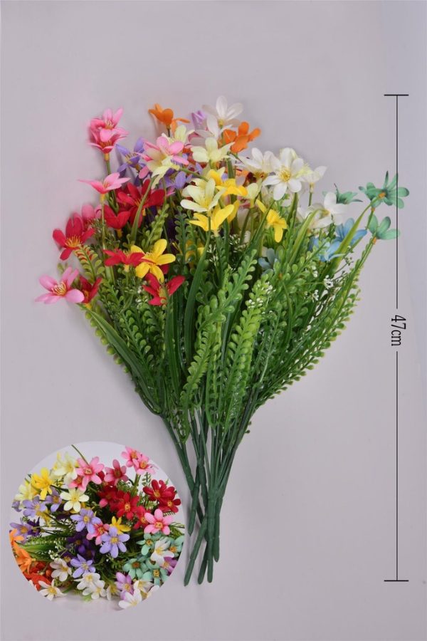 Ramo de flores artificiales mixtas 5 ramas 20 flores para decoración