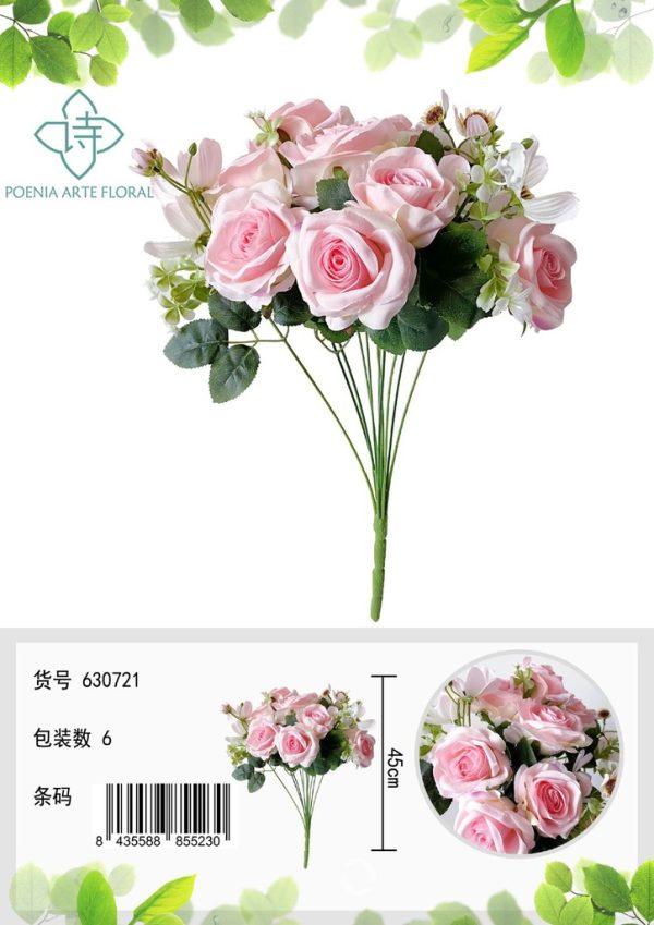 Ramo de flores artificiales rosas ángeles (11 cabezas)