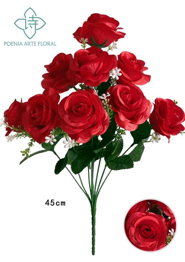 Ramo de flores de seda - 10 cabezas de hibisco