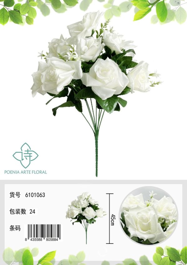 Ramo de flores de seda - 6101063 Blanco puro (8435588805884)