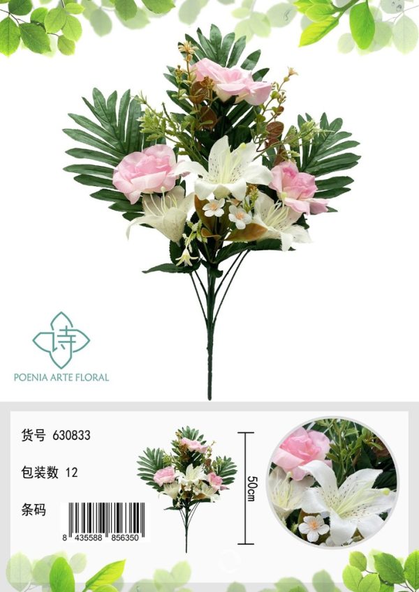 Ramo de flores de seda - 630833 Rosa y blanco (8435588806350)