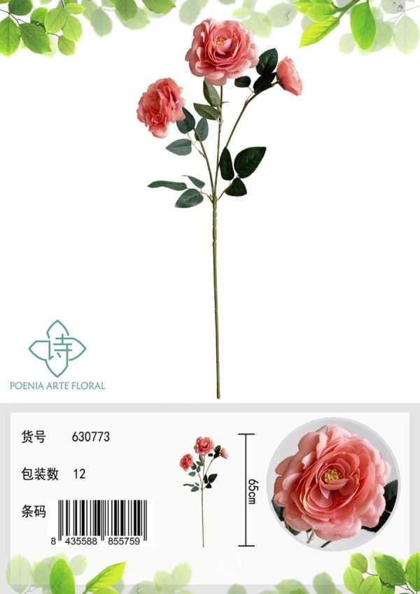 Ramo de loto de 3 cabezas de 65 cm - Bouquet de flores decorativas - Imagen 2