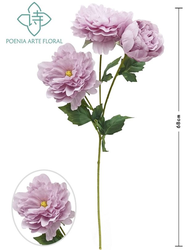 Ramo de peonías fucsias 3 cabezas - Flores artificiales decorativas