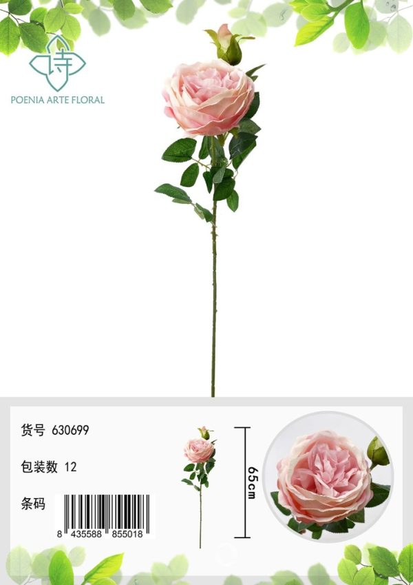 Ramo de rosa con 2 cabezas de 65 cm - Decoración floral - Imagen 2