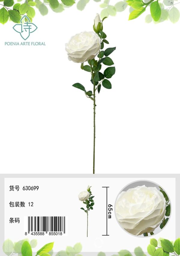 Ramo de rosa con 2 cabezas de 65 cm - Decoración floral - Imagen 3