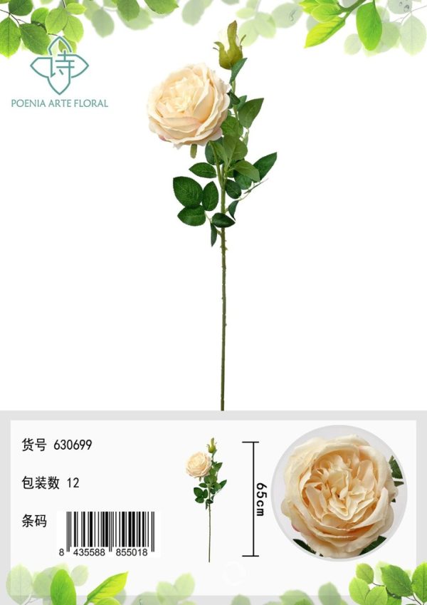 Ramo de rosa con 2 cabezas de 65 cm - Decoración floral - Imagen 4