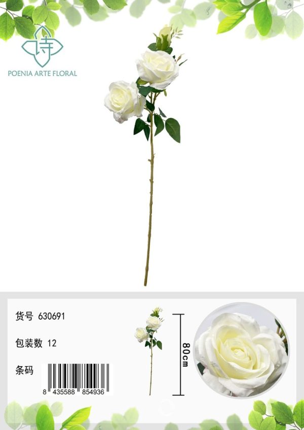 Ramo de rosa emperatriz de 3 cabezas de 80 cm - Decoración floral