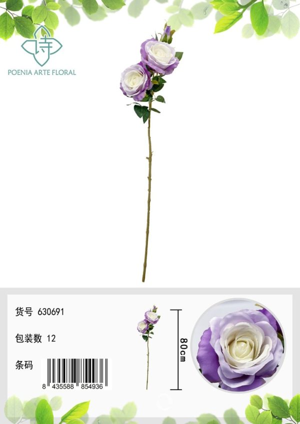 Ramo de rosa emperatriz de 3 cabezas de 80 cm - Decoración floral - Imagen 2
