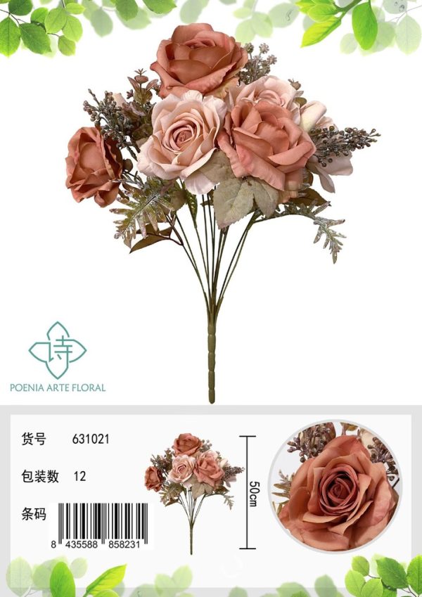 Ramo de rosas americanas 50 cm 12 cabezas - Decoración floral