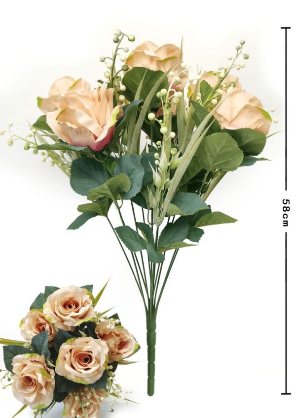 Ramo de rosas de 12 cabezas - Decoración floral decorativa - Imagen 3
