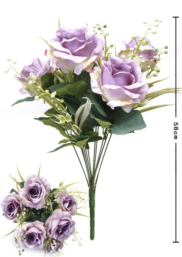 Ramo de rosas de 12 cabezas - Decoración floral decorativa - Imagen 4