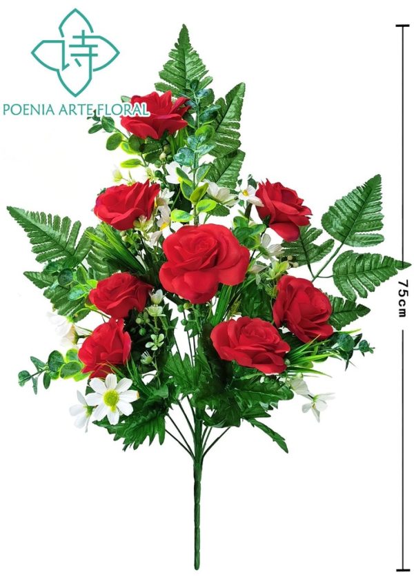 Ramo de rosas y cerezos rojos (16 cabezas)