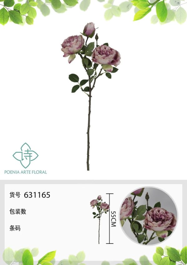 Rosa de Atenas falsa de un solo tallo 55 cm - Decoración floral