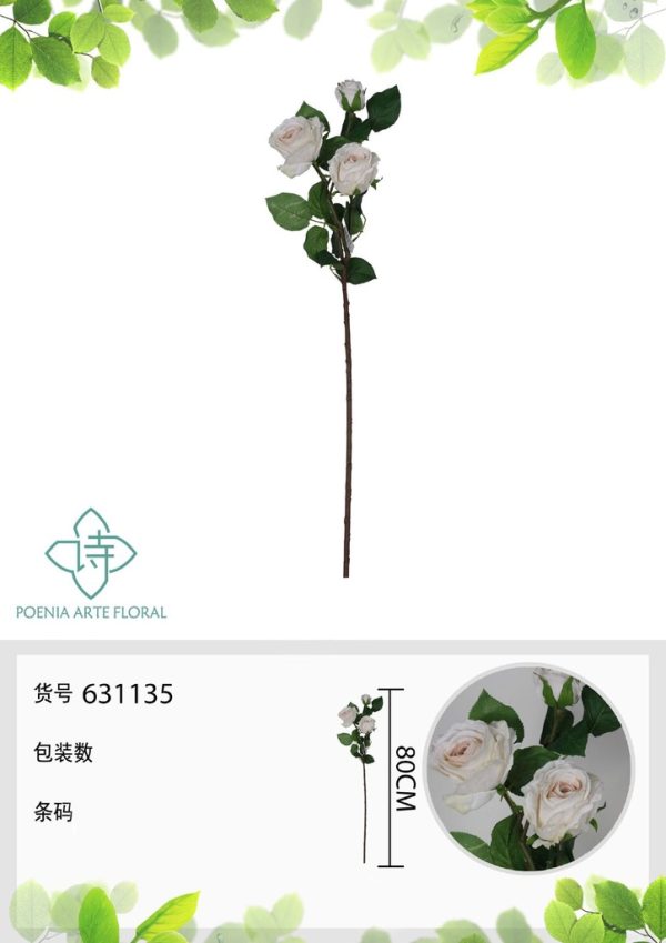 Rosa de hibisco falsa de 3 cabezas 80 cm - Decoración floral